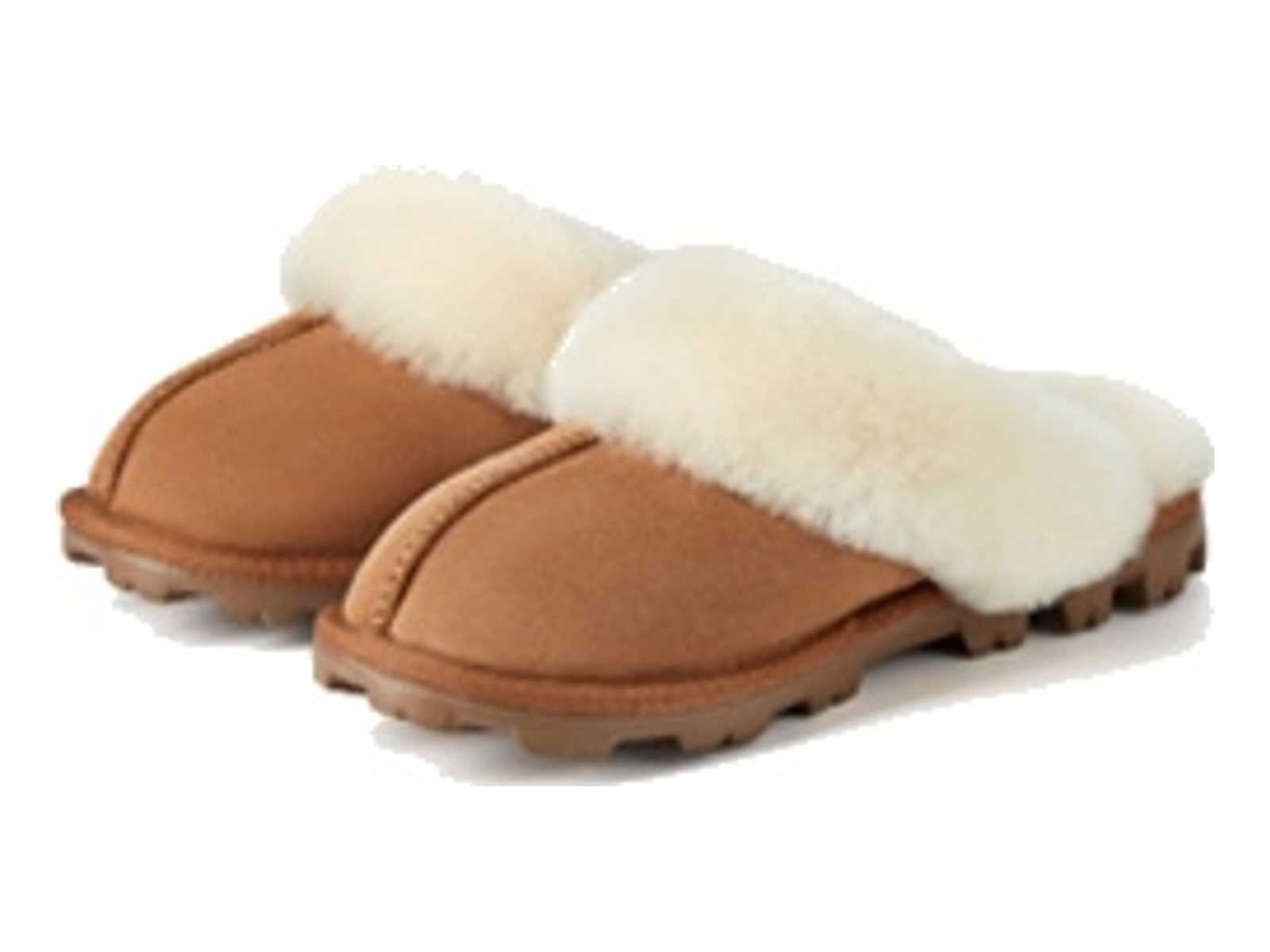 Pair of chestnut WAYSOFT sheepskin slippers for women
